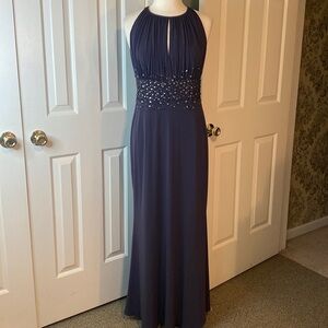 JS Boutique Dark Purple Beaded Sleeveless Gown Size 12- EUC
